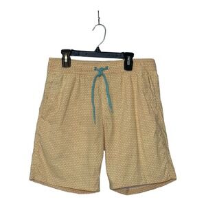 J. Crew men yellow orange print swim trunks size small